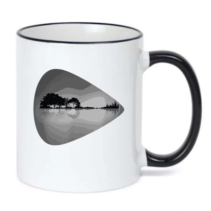 Guitar Pick Lake Reflections Music Lover Guitar Black Color Changing Mug