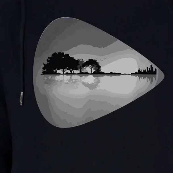 Guitar Pick Lake Reflections Music Lover Guitar Womens Funnel Neck Pullover Hood