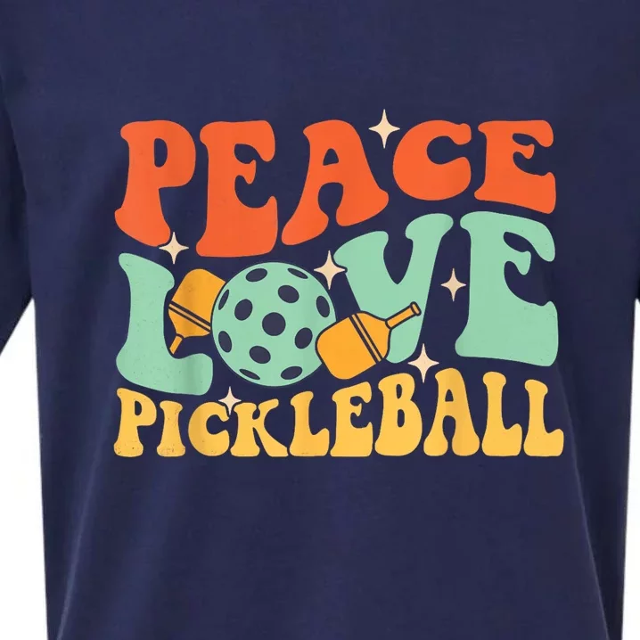 Groovy Peace Love Pickleball Pickleball Player Best Gift Pickleballers Sueded Cloud Jersey T-Shirt