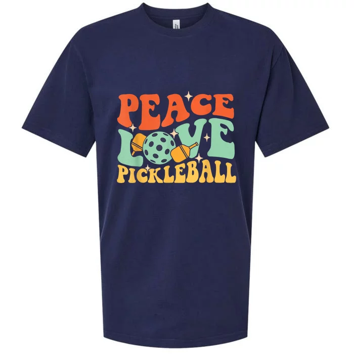 Groovy Peace Love Pickleball Pickleball Player Best Gift Pickleballers Sueded Cloud Jersey T-Shirt