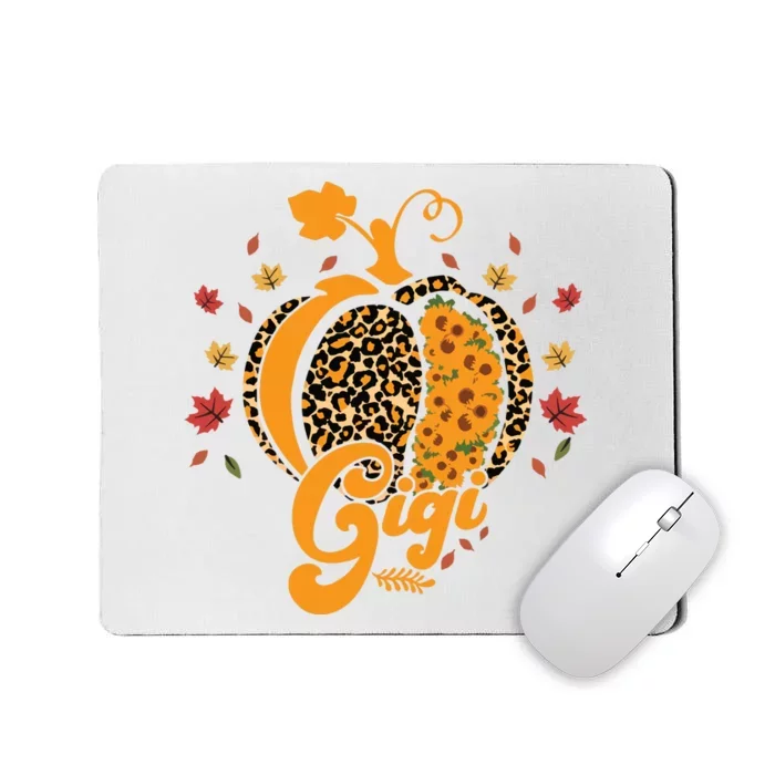 Gigi Pumpkin Leopard Print Sunflower Grandma Halloween Fall Long Sleeve Mousepad