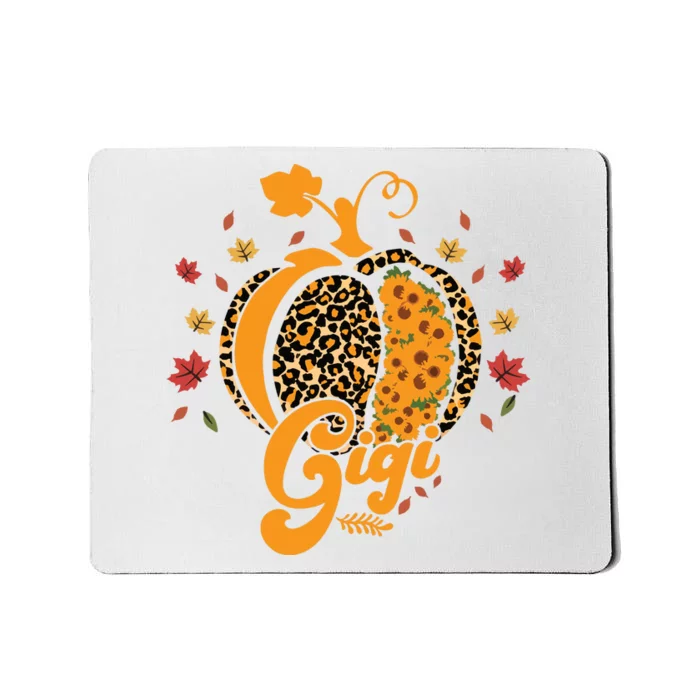 Gigi Pumpkin Leopard Print Sunflower Grandma Halloween Fall Long Sleeve Mousepad