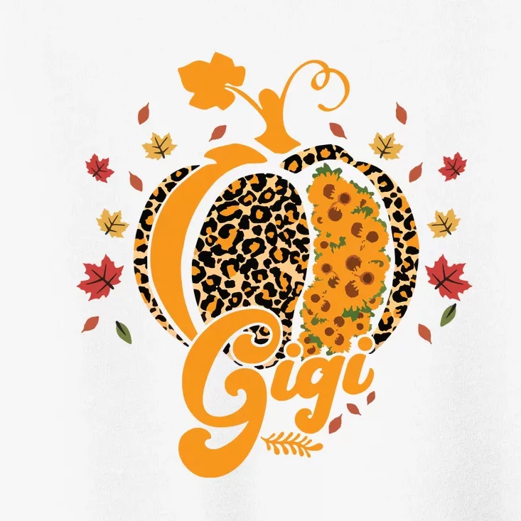 Gigi Pumpkin Leopard Print Sunflower Grandma Halloween Fall Long Sleeve Toddler T-Shirt