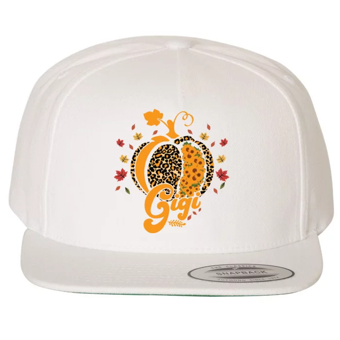 Gigi Pumpkin Leopard Print Sunflower Grandma Halloween Fall Long Sleeve Wool Snapback Cap