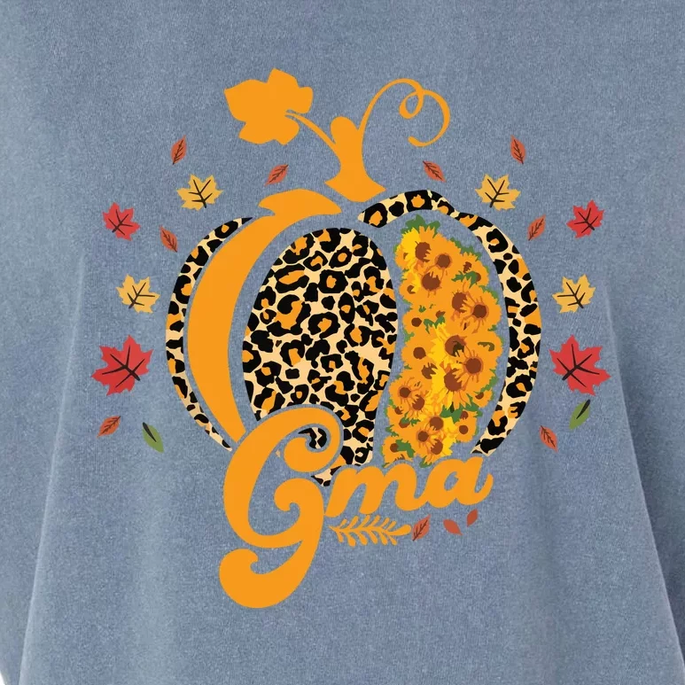 Gma Pumpkin Leopard Print Sunflower Grandma Halloween Fall Garment-Dyed Women's Muscle Tee