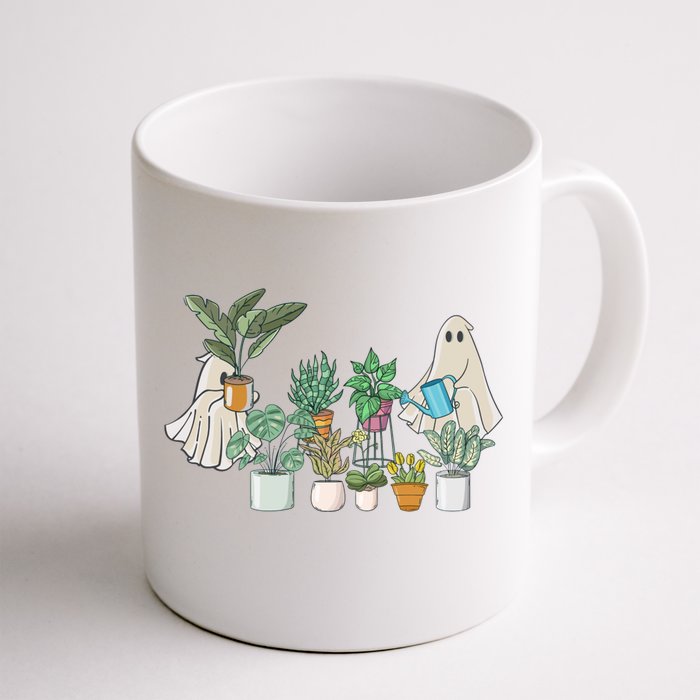 Ghost Plant Lady Retro Halloween Plants Spooky Mom Cool Gift Front & Back Coffee Mug