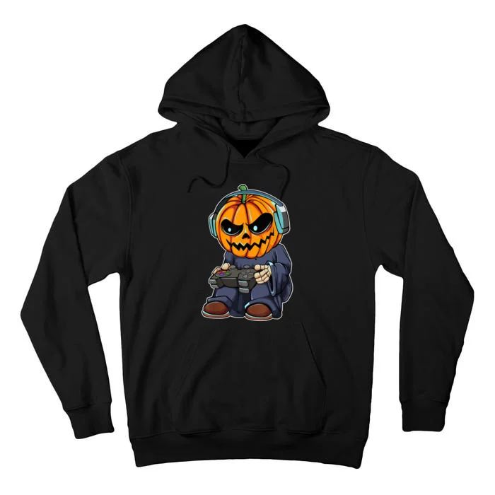 Gamer Pumpkin Lazy Halloween Costume Cool Videogame Gaming Tall Hoodie