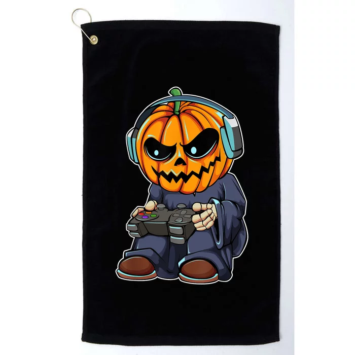 Gamer Pumpkin Lazy Halloween Costume Cool Videogame Gaming Platinum Collection Golf Towel