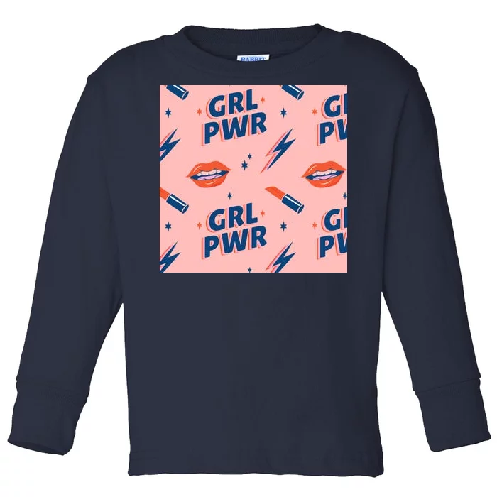 Girl Pwr Lipstick Women's Day Toddler Long Sleeve Shirt