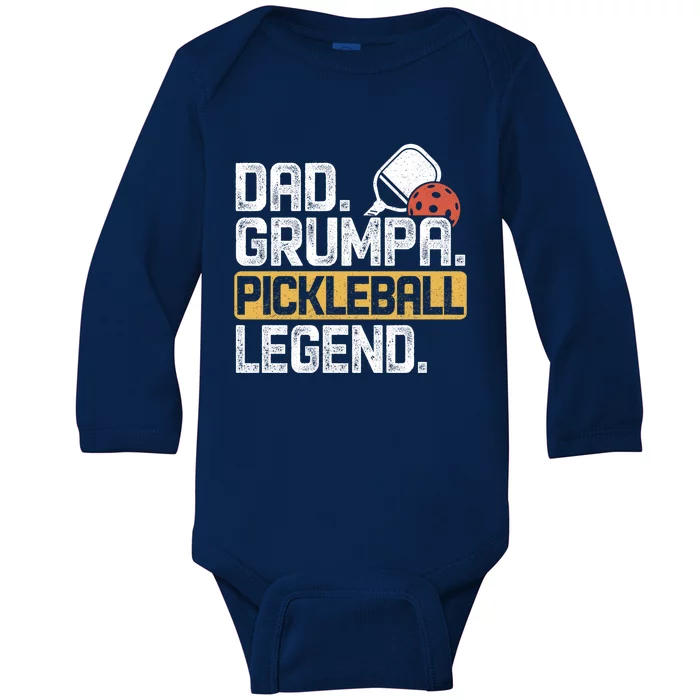 Grumpa Pickleball Legend Dad Funny Meaningful Gift Baby Long Sleeve Bodysuit