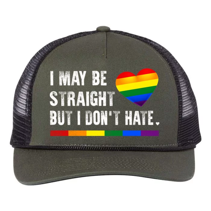 Gay Pride Lgbt I May Be Straight But I Dont Hate Lgbtq Gift Retro Rope Trucker Hat Cap