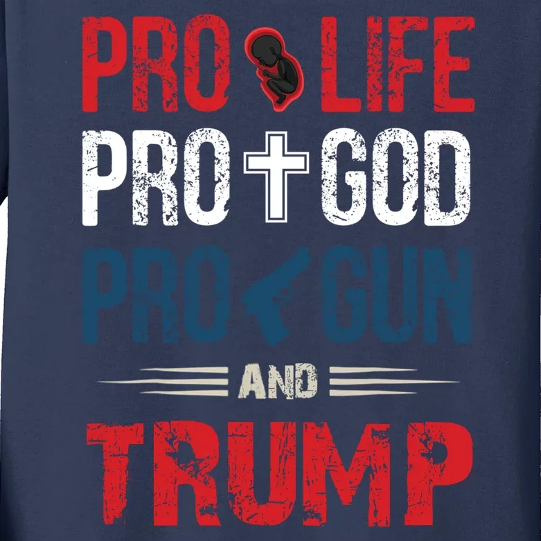 Great Pro Life Pro God Pro Gun Gift Kids Long Sleeve Shirt