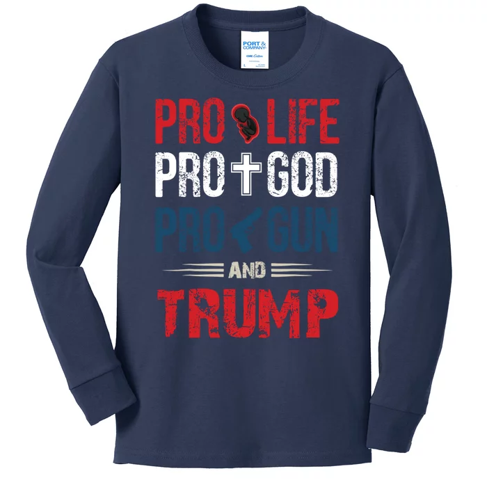 Great Pro Life Pro God Pro Gun Gift Kids Long Sleeve Shirt