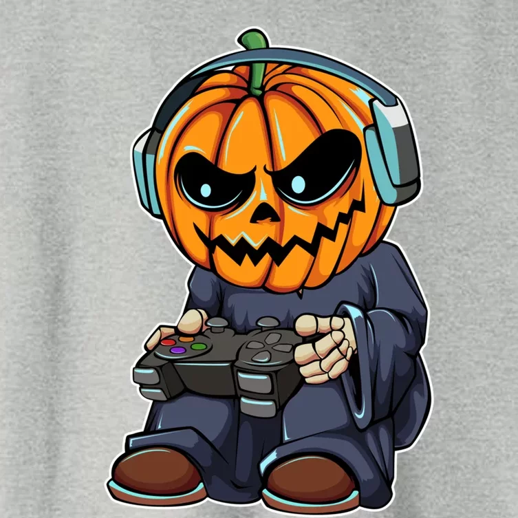 Gamer Pumpkin Lazy Halloween Costume Cool Videogame Gaming Gift Women's Crop Top Tee