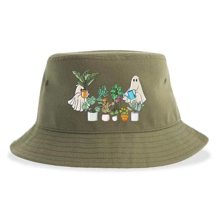 Ghost Plant Lady Halloween Ghostly Gardening Plant Lover Sustainable Bucket Hat