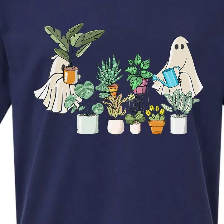 Ghost Plant Lady Halloween Ghostly Gardening Plant Lover Sueded Cloud Jersey T-Shirt