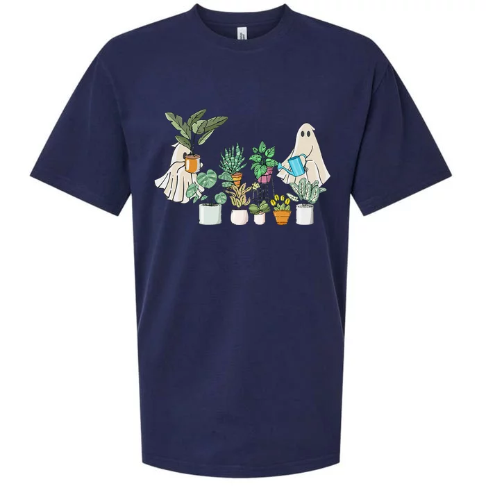 Ghost Plant Lady Halloween Ghostly Gardening Plant Lover Sueded Cloud Jersey T-Shirt