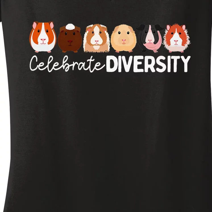 Guinea Pig Lovers Celebrate Diversity Women's V-Neck T-Shirt