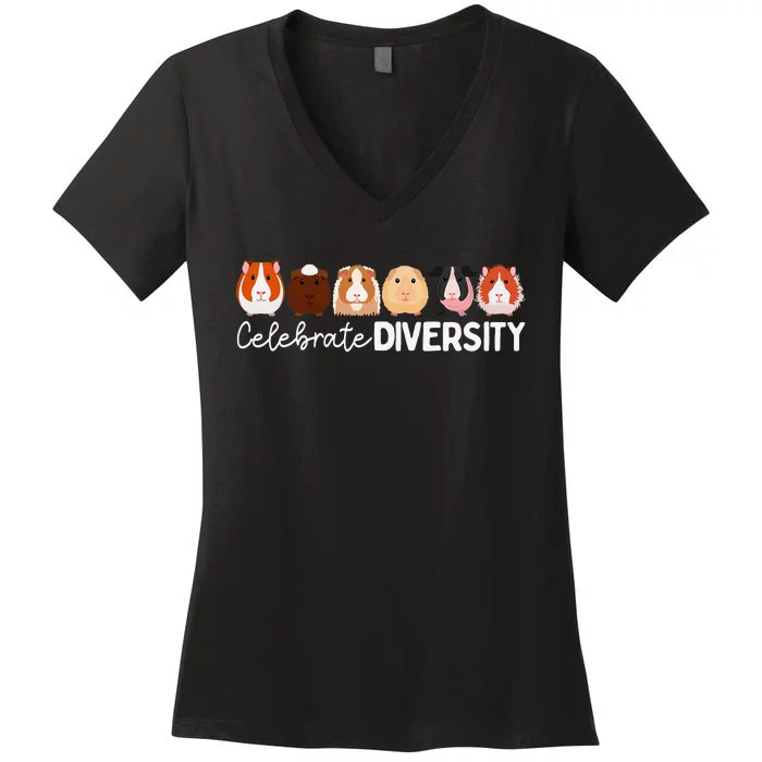 Guinea Pig Lovers Celebrate Diversity Women's V-Neck T-Shirt