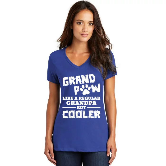 Grand Paw Like A Regular Grandpa But Cooler Funny Dog Lovers Cute Gift Women's V-Neck T-Shirt