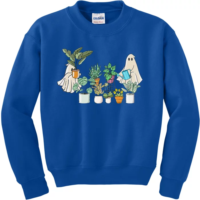 Ghost Plant Lady Halloween Ghostly Gardening Plant Lover Kids Sweatshirt