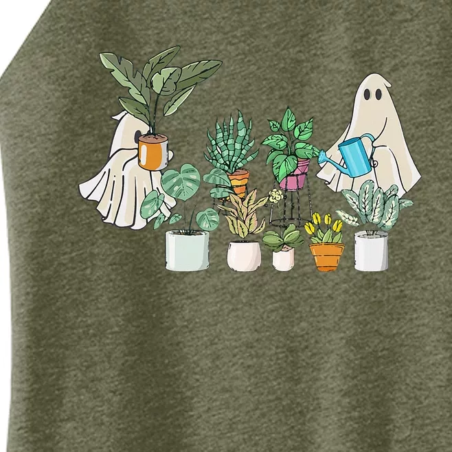 Ghost Plant Lady Halloween Ghostly Gardening Plant Lover Women’s Perfect Tri Rocker Tank