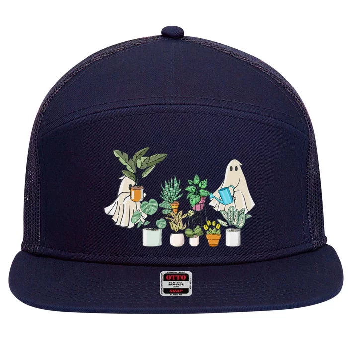 Ghost Plant Lady Halloween Ghostly Gardening Plant Lover 7 Panel Mesh Trucker Snapback Hat