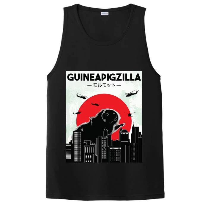 Guinea Pig Lover Tee Guineapigzilla Funny Guinea Pig Performance Tank