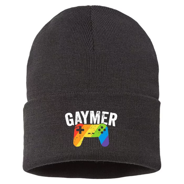 Gaymer Pride LGBT T Rainbow Flag Gay Lesbian Gaming Sustainable Knit Beanie