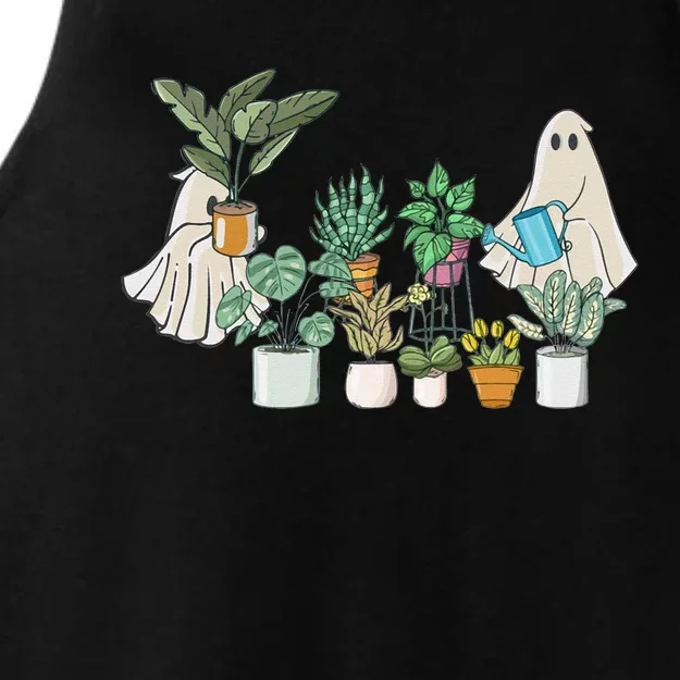 Ghost Plant Lady Retro Halloween Plants Spooky Mom Ladies Tri-Blend Wicking Tank