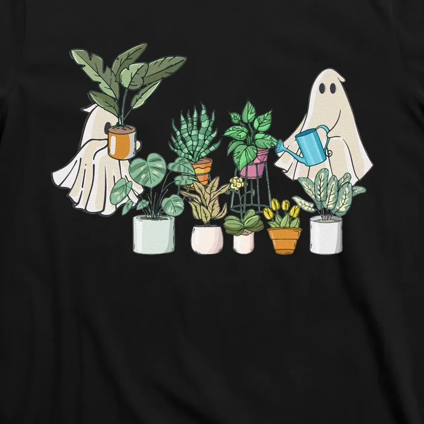 Ghost Plant Lady Retro Halloween Plants Spooky Mom T-Shirt