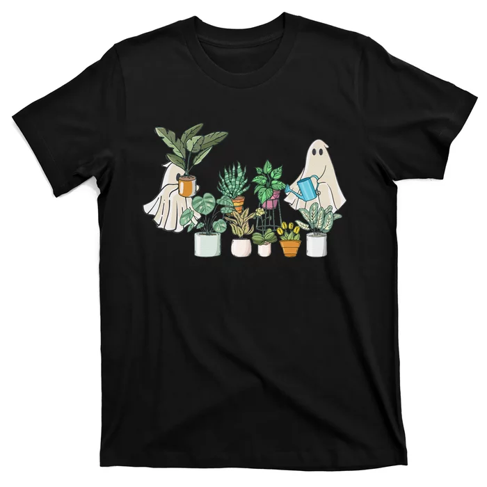 Ghost Plant Lady Retro Halloween Plants Spooky Mom T-Shirt