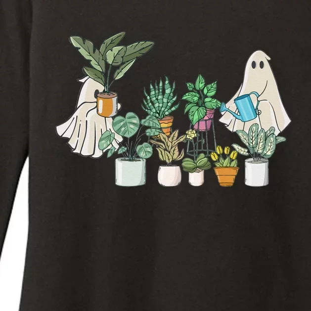 Ghost Plant Lady Retro Halloween Plants Spooky Mom Womens CVC Long Sleeve Shirt