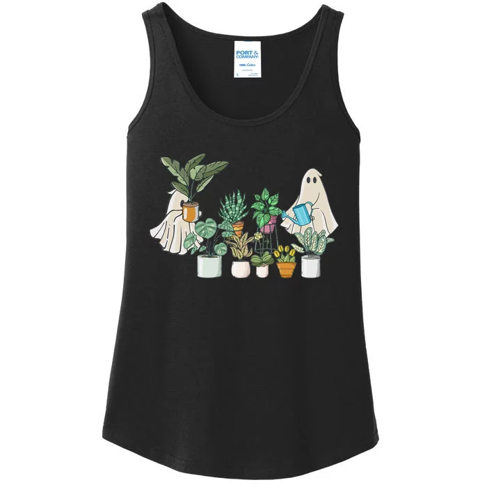 Ghost Plant Lady Retro Halloween Plants Spooky Mom Ladies Essential Tank