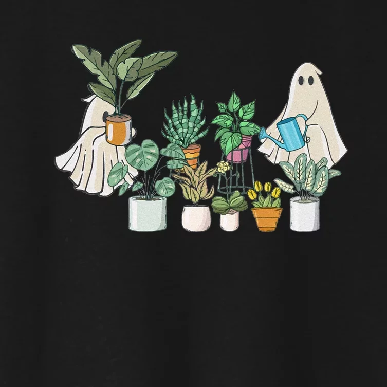 Ghost Plant Lady Retro Halloween Plants Spooky Mom Women's Crop Top Tee