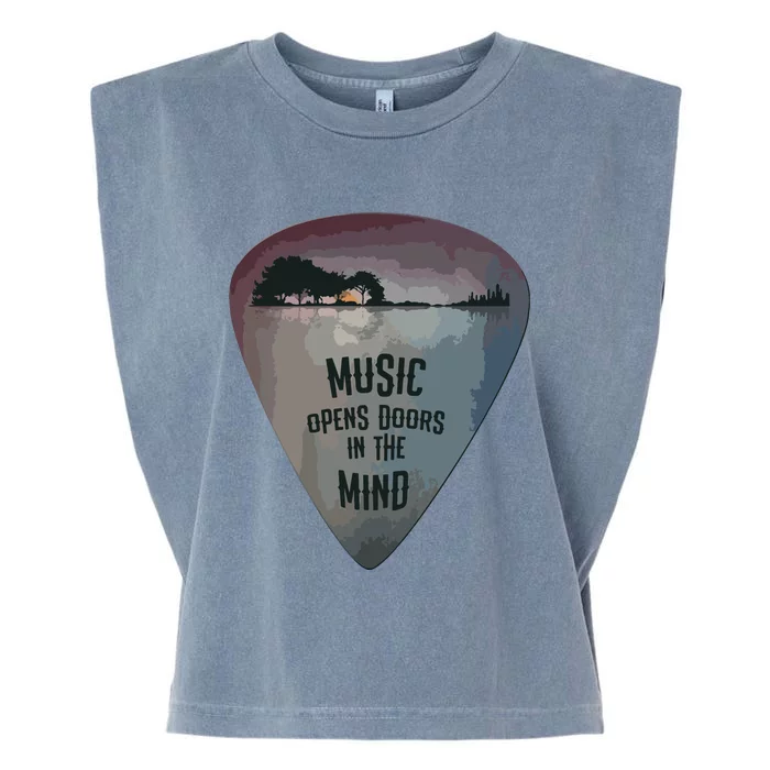 Guitar Pick Lake Reflections Music Guitar Garment-Dyed Women's Muscle Tee