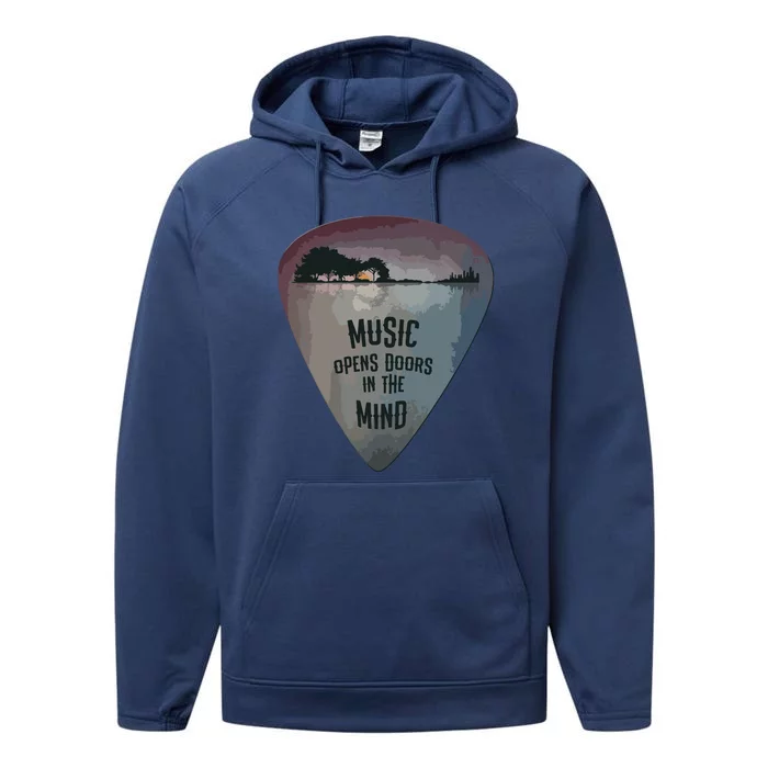 Guitar Pick Lake Reflections Music Guitar Performance Fleece Hoodie