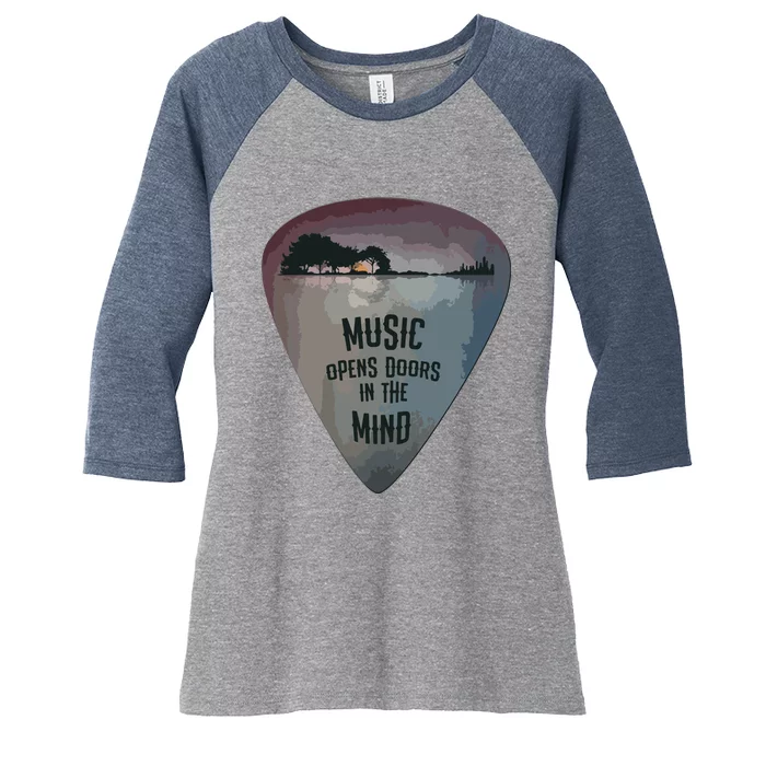 Guitar Pick Lake Reflections Music Guitar Women's Tri-Blend 3/4-Sleeve Raglan Shirt