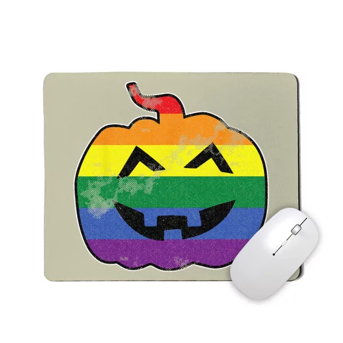 Gay Pumpkin Lazy Halloween Costume LGBTQ Pride Rainbow Flag Mousepad