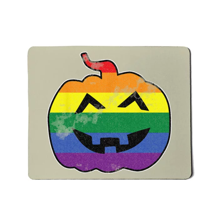 Gay Pumpkin Lazy Halloween Costume LGBTQ Pride Rainbow Flag Mousepad