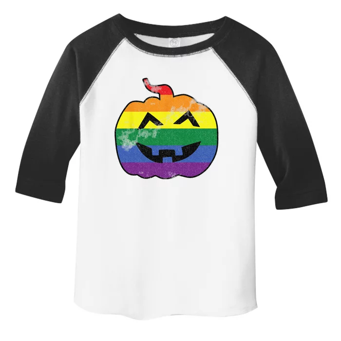 Gay Pumpkin Lazy Halloween Costume LGBTQ Pride Rainbow Flag Toddler Fine Jersey T-Shirt