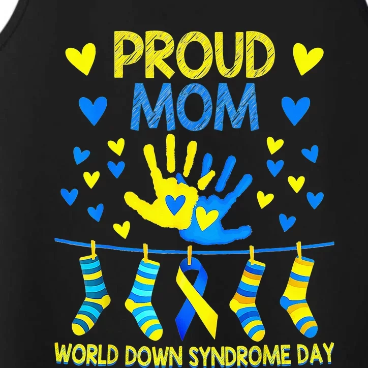 Gifts Proud Mom T21 World Down Syndrome Awareness Day Ribbon Performance Tank