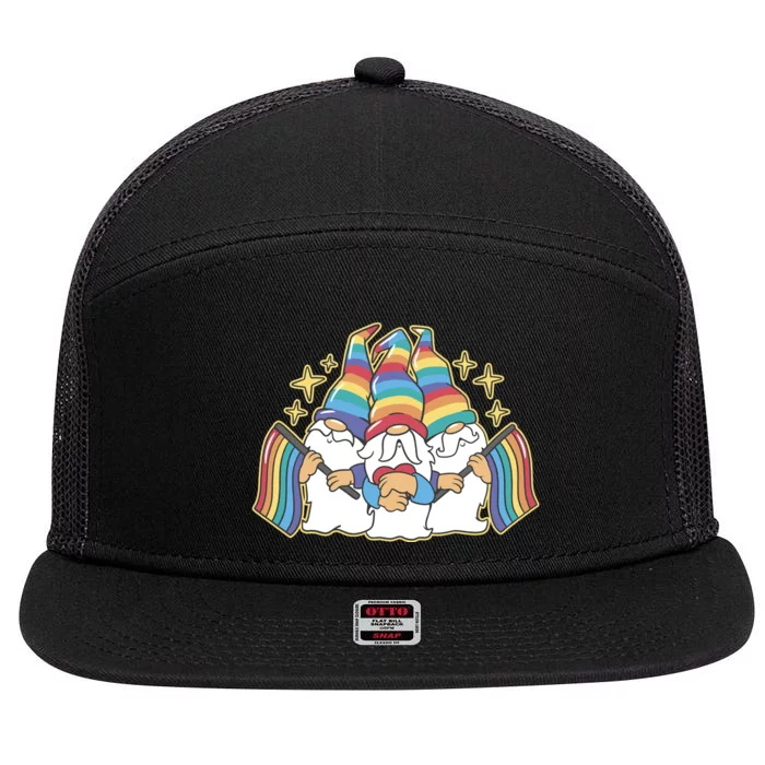 Gnomes Pride Month LGBTQ 7 Panel Mesh Trucker Snapback Hat