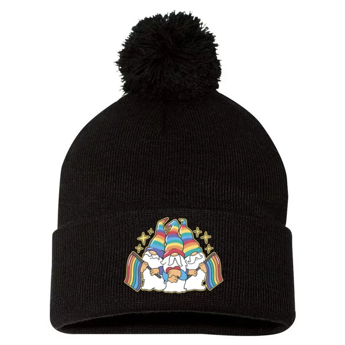 Gnomes Pride Month LGBTQ Pom Pom 12in Knit Beanie