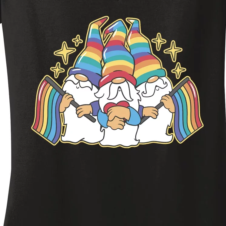 Gnomes Pride Month LGBTQ Women's V-Neck T-Shirt