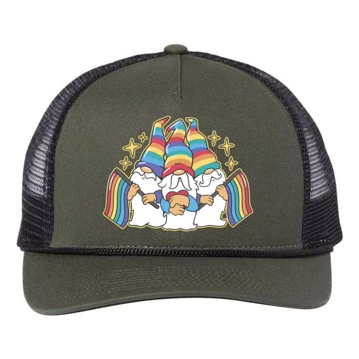 Gnomes Pride Month LGBTQ Retro Rope Trucker Hat Cap