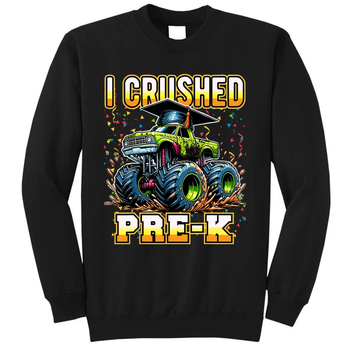 Graduation Prek Monster Truck Boy I Crushed Preschool Grad Tall Sweatshirt