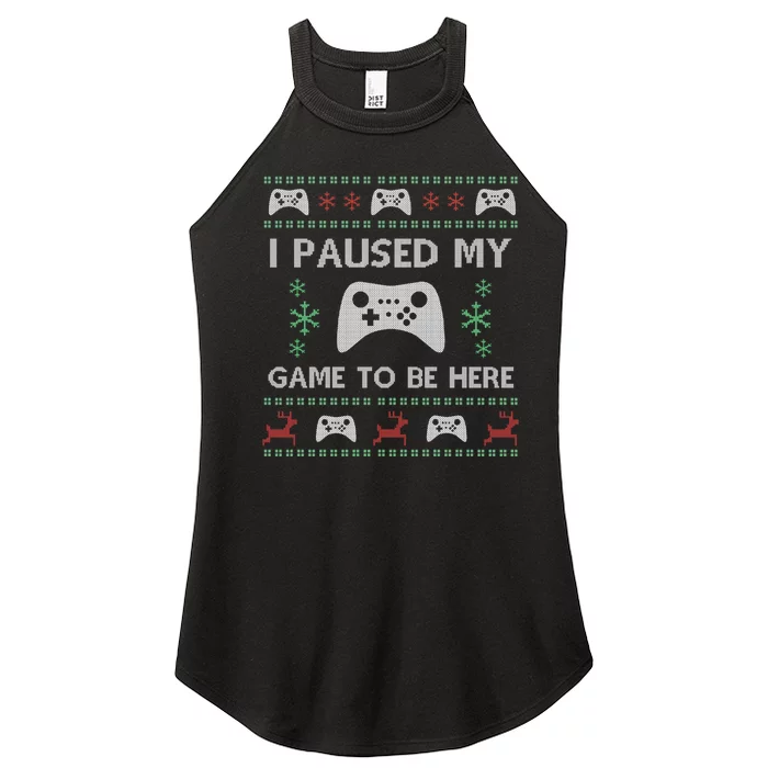 Gamer Paused My Game Ugly Christmas Sweater Women’s Perfect Tri Rocker Tank