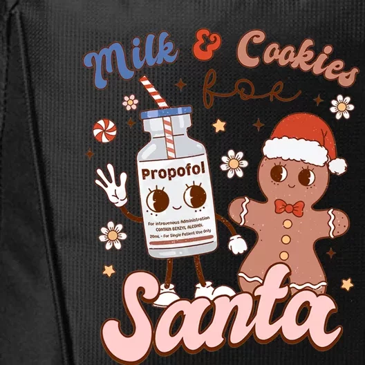 Groovy Propofol Milk And Cookies For Santa Nurse Christmas Gift City Backpack