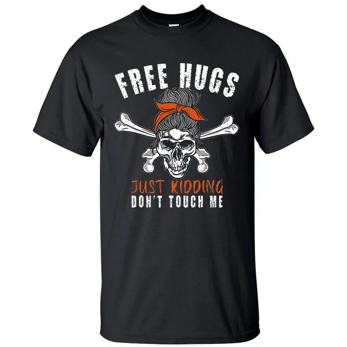 Goth Punk Mom Free Hugs Don't Touch Me Funny Skull Tall T-Shirt